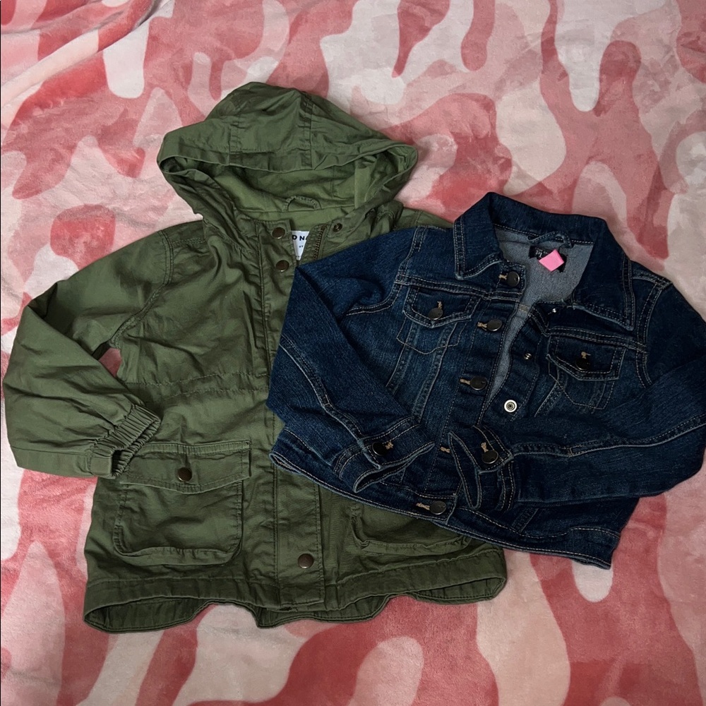 Old Navy Olive Green Hooded Jacket and The Children’s Place Navy Denim Jacket